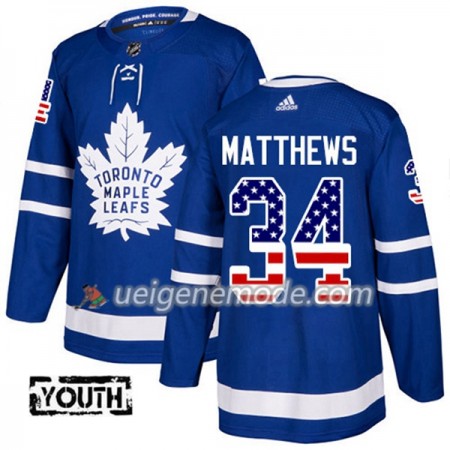Kinder Eishockey Toronto Maple Leafs Trikot Auston Matthews 34 Adidas 2017-2018 Blue USA Flag Fashion Authentic